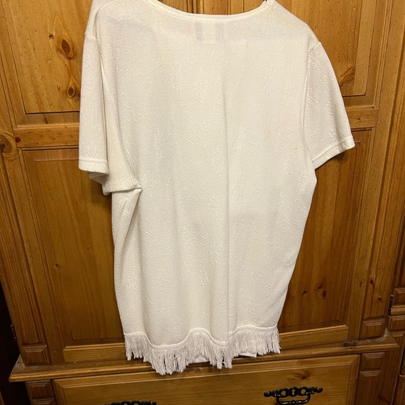 Carolina Colours XL pant suit , beautiful White pant suit with frilly bottom top - Picture 3 of 4